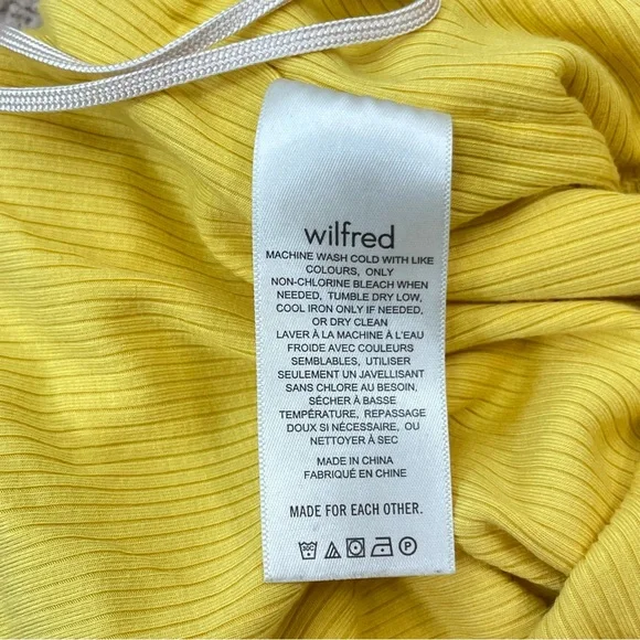 Aritzia Wilfred Yellow Merci Ribbed Halter Crop Top Size Medium - Picture 6 of 13
